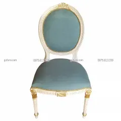 Ghế Louis XVI Không Tay Bọc Vải Xanh LI0034