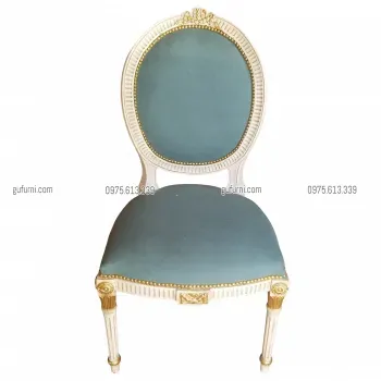 Ghế Louis XVI Không Tay Bọc Vải Xanh LI0034
