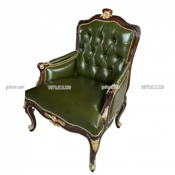 Sofa Đơn Louis XIV - ArmChair Louis XIV Bọc Da Bò LIA001