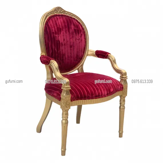 Ghế Louis XVI Có Tay Dát Vàng Bọc Vải LI00a3