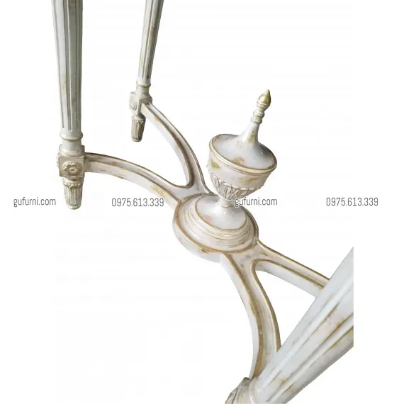 Bàn Console Bán Nguyệt BCS005 Dán Lá Đồng Sơn Nước