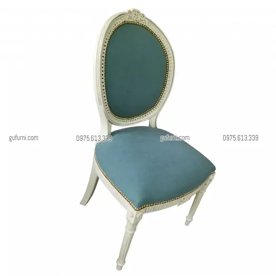 Ghế Louis XVI Không Tay Bọc Vải Xanh LI0034