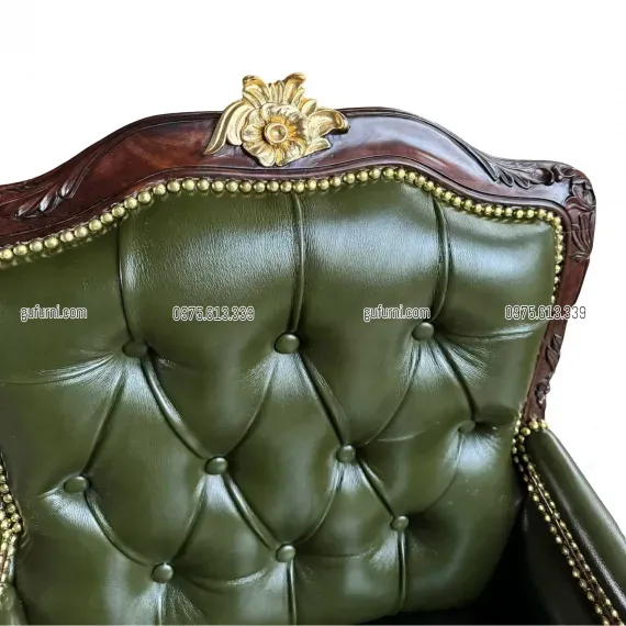 Sofa Đơn Louis XIV - ArmChair Louis XIV Bọc Da Bò LIA001