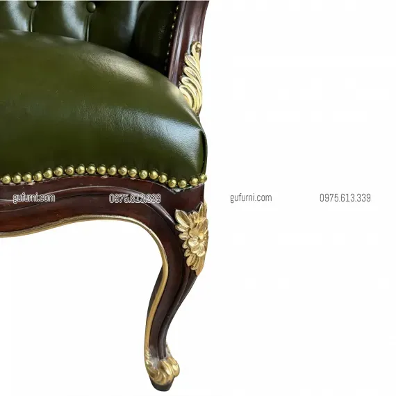 Sofa Đơn Louis XIV - ArmChair Louis XIV Bọc Da Bò LIA001