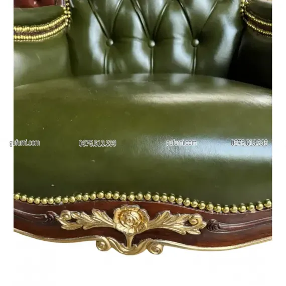 Sofa Đơn Louis XIV - ArmChair Louis XIV Bọc Da Bò LIA001
