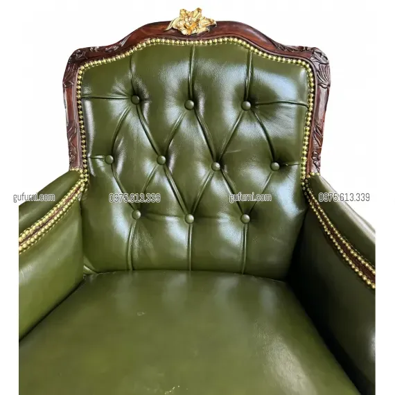 Sofa Đơn Louis XIV - ArmChair Louis XIV Bọc Da Bò LIA001
