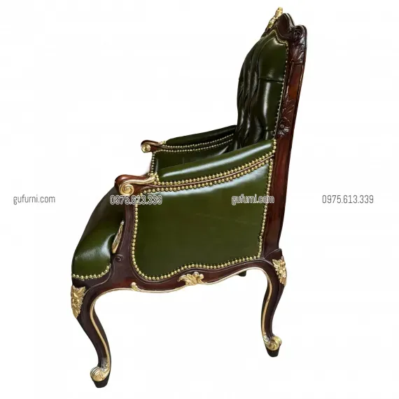 Sofa Đơn Louis XIV - ArmChair Louis XIV Bọc Da Bò LIA001