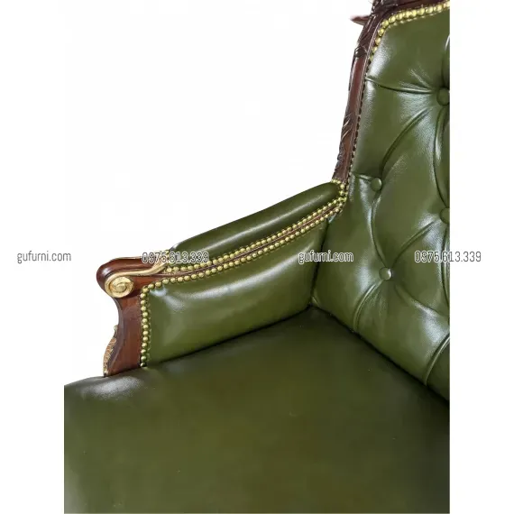 Sofa Đơn Louis XIV - ArmChair Louis XIV Bọc Da Bò LIA001